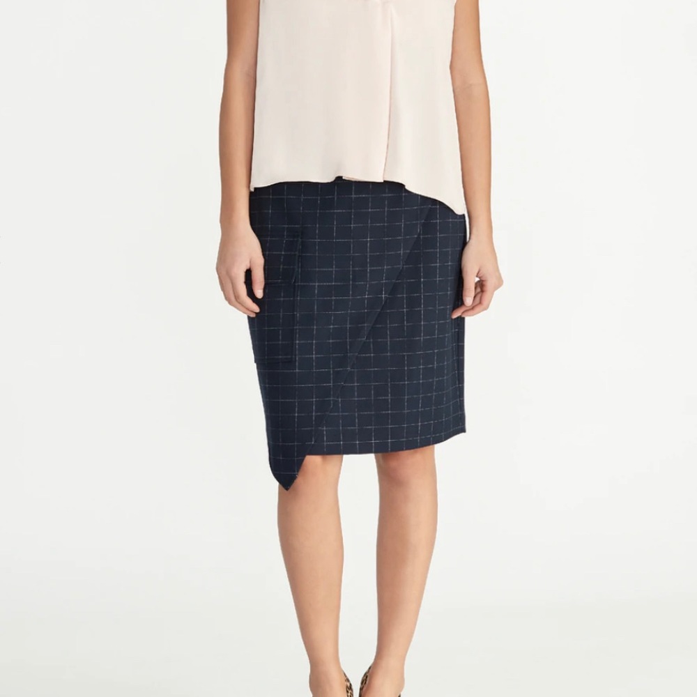Rachel Roy Collection Navy Checked Pencil Skirt